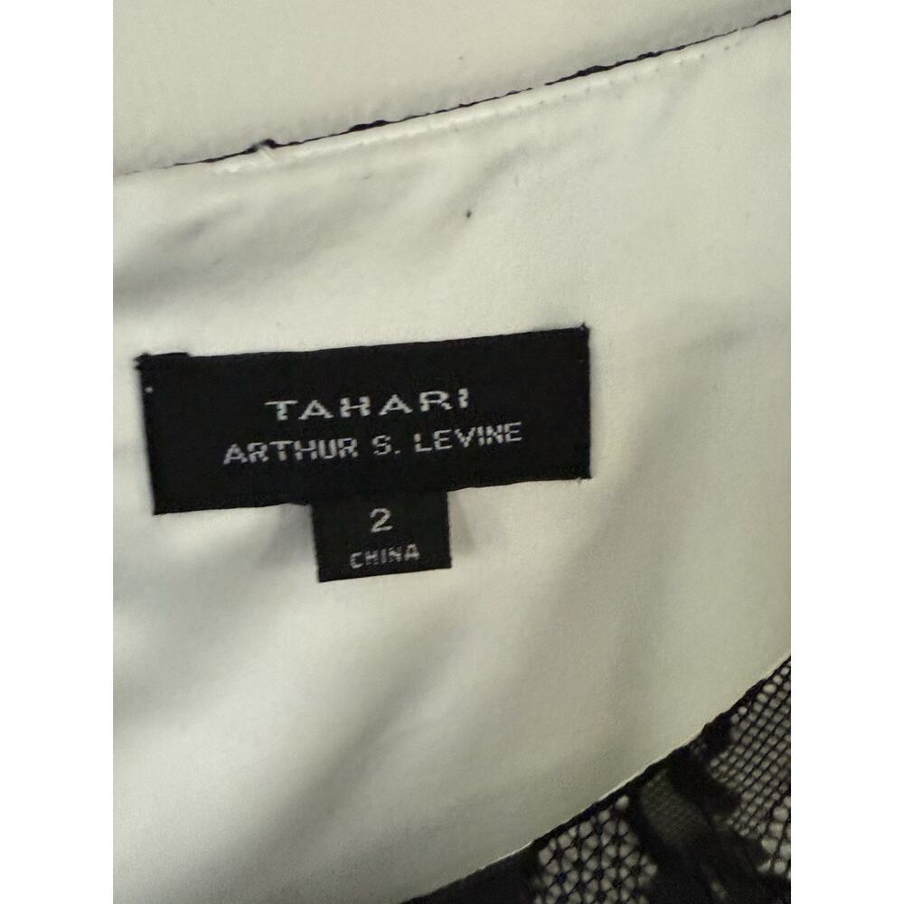 Tahari Arthur S Levine Lace Sheath Dress Size2 Sleeveless Knee Length Formal - Picture 4 of 13